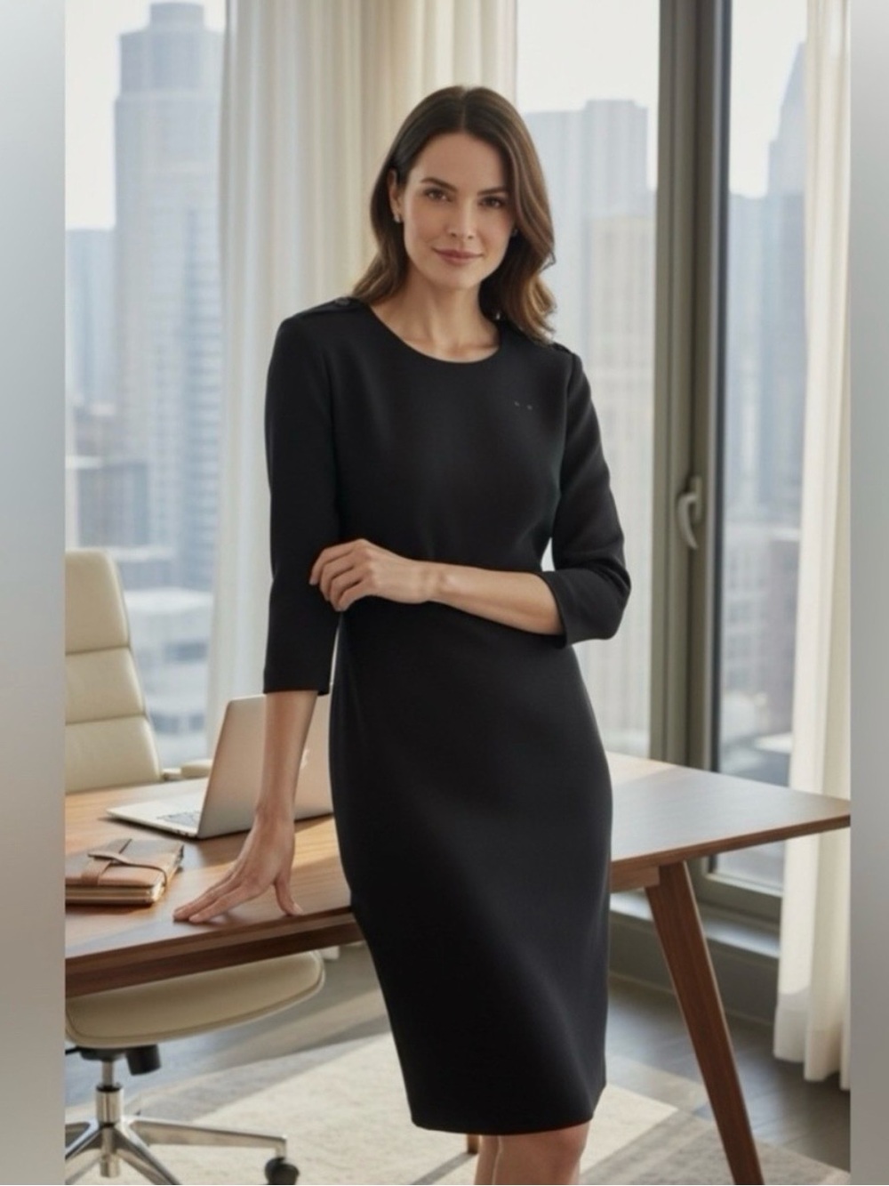Burberry Black Midi Sheath Dress